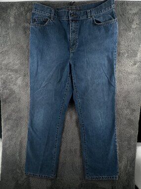 Lauren Ralph Lauren Premium Denim Blue Jeans Size 14 Women All Cotton Straight